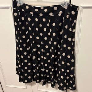 Ann Taylor Black and White Polka Dot A-Line Pleated Skirt